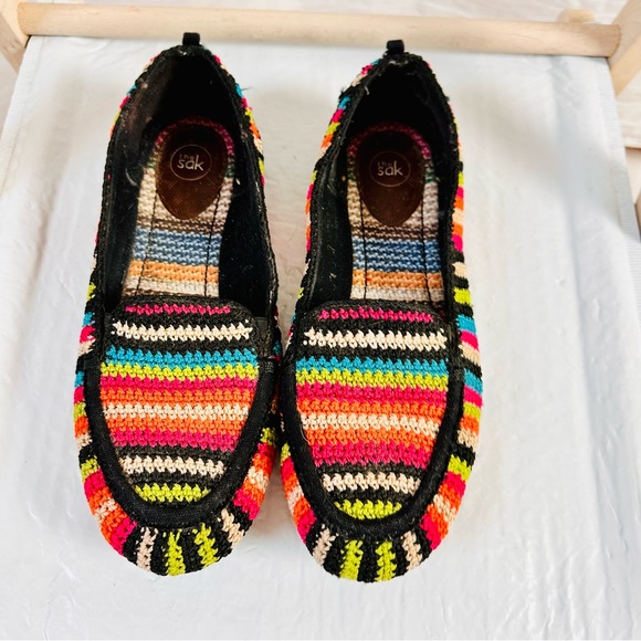 The Sak Striped Smoking Slipper Driving Flat Shoe Size 10 - Picture 2 of 9